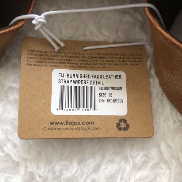 Flojos Fiji Burnished Faux Leather Strap Size 12 NWT Brown - Picture 3 of 4